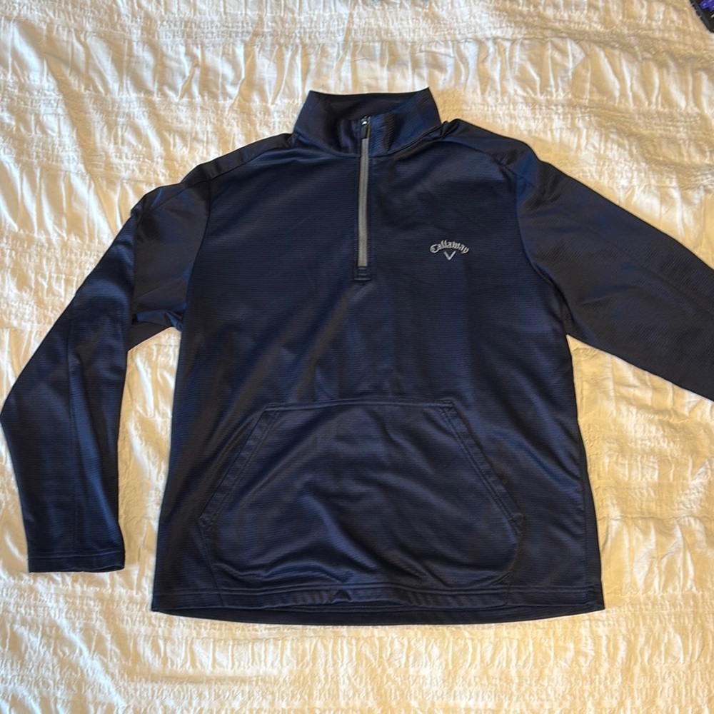 Callaway Blue Zip Up Sweater with Heathered Texture